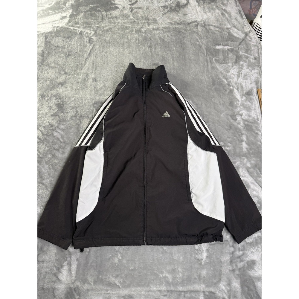 Adidas Triple Striped Men's Black White Windbreaker Jacket Mesh Lining Size XL